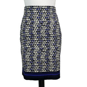 Ann Taylor Skirt size 10 Petite Black Purple Circles Dots Straight Knee Casual